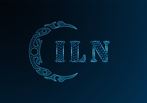 Low poly letter logo ILN design. ILN letter logo low poly vector design on blue color gradient background. ILN logo low poly design