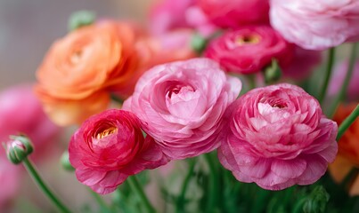 Obraz premium pink and coral ranunculus flowers