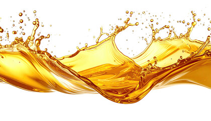 Golden liquid splash, cresting wave against a stark black backdrop