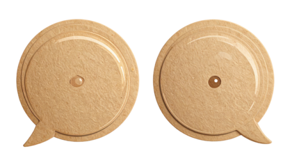 Two circular beige medical devices with rounded square tabs