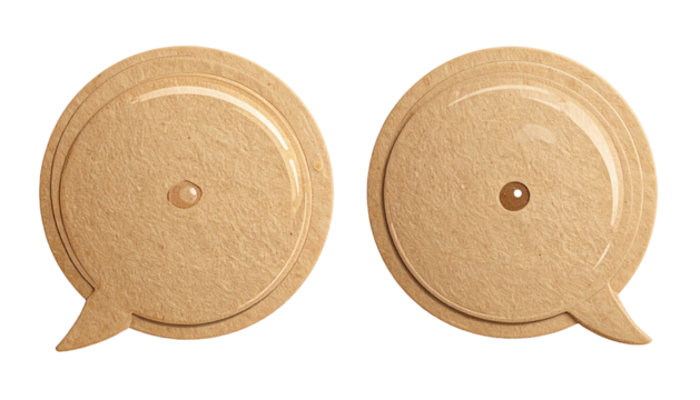 Two circular beige medical devices with rounded square tabs