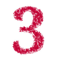 Distressed red number 3 three for countdowns educational materials and graphic design projects with a textured vintage look