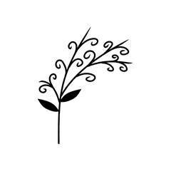 Decorative Floral Branch Silhouette Vector Illustration