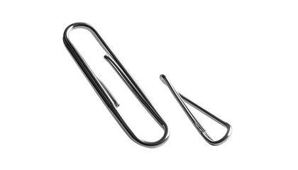 Two shiny metal paperclips, one larger than the other