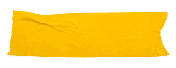 yellow crumpled torn tape isolated on transparent background.