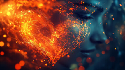 Realistic Surrealism with Abstract Forms Eyes Hearts and Magical Light Reflections 