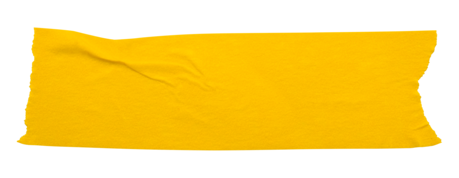 yellow crumpled torn tape isolated on transparent background.