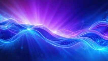 Colorful Abstract Light Waves in Blue and Purple Shades Creating a Dynamic Visual Background