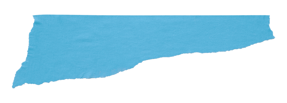 light blue crumpled torn tape isolated on transparent background.