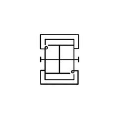 Padel Court Line Style Icon Design