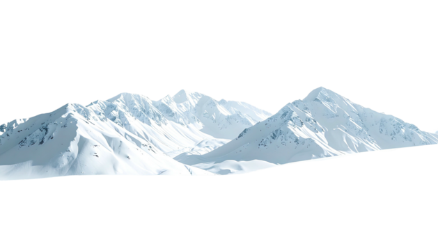 Distant snowy mountain range under the bright blue sky