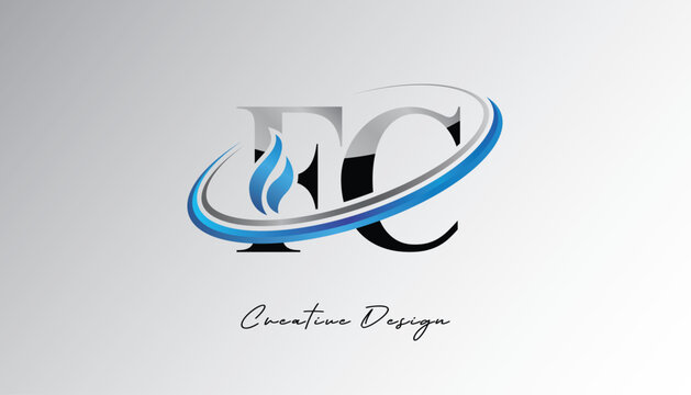 FC Flame Swoosh Monogram Logo &ndash; Energy, Tech & Futuristic Branding