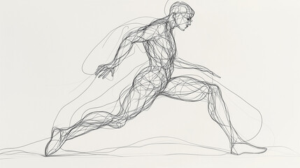 Abstract Minimalist Human Line Art Showing Motion and Emotional Flow 