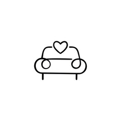 Wedding Car Line Style Icon Design