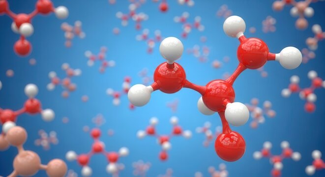 Molecular Structure 3D Render: Scientific Visualization of Molecules, Atoms and Chemical Compounds in Abstract Educational Illustration