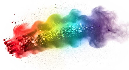 Vibrant Color Explosion in White Space Capturing Dynamic Movement
