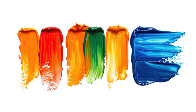 Paint swipes in gradient of warm and cool colors on black