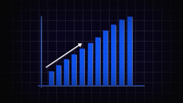 Blue Bar Graph Chart Displaying Data Distribution on a Dark Grid Background statistics. High-tech blue bar graph displaying numerical data distribution for statistical analysis. - Powered by Adobe