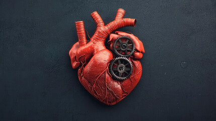 Abstract human heart with bicycle wheels, symbolizing how cycling fuels passion and fitness