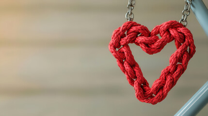 Abstract bicycle with a heart-shaped chain, symbolizing the connection between cycling, passion, and health