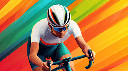 Cyclist racing in a time trial, heartbeat monitor visible on their arm, symbolizing focus and intensity in cycling