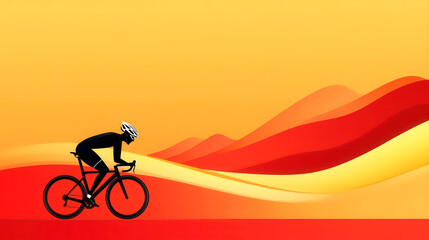 Obraz premium Cyclist racing in a time trial, heartbeat monitor visible on their arm, symbolizing focus and intensity in cycling