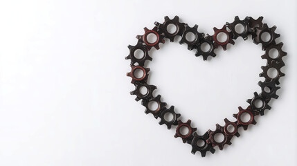 Bicycle chain and gear forming a heartbeat pattern, symbolizing the vital energy of cycling