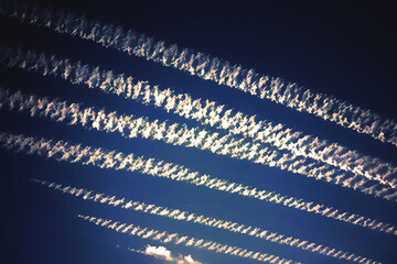chemtrails in blue sky. AI generated