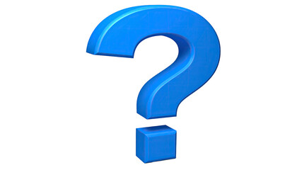 Blue question mark, isolated on a black background