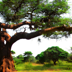 big tree closeup. AI generated