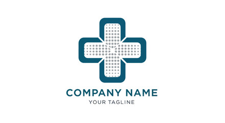 Obraz premium Medical cross logo design for healthcare and pharmaceutical companies.