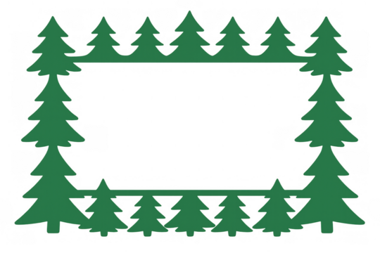 Conifer forest border framing natural winter or christmas holidays design on transparent background - Powered by Adobe