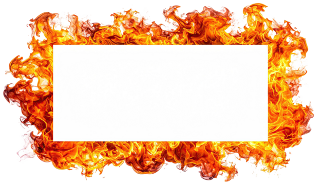 Fiery frame borders blank white space, vibrant and intense