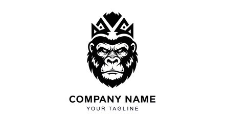 King Gorilla Head Logo Design with Crown.