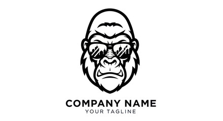 Fierce gorilla head wearing sunglasses mascot logo design.