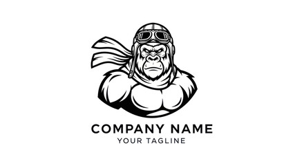 Determined Gorilla Pilot - A Bold Emblem of Strength and Adventure.