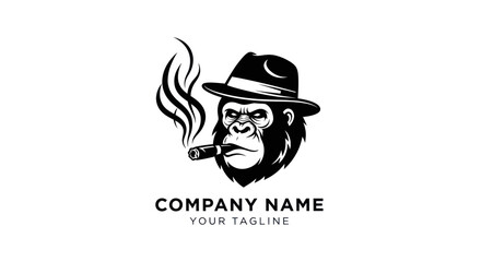 Tough gorilla boss smoking a cigar in a fedora hat.