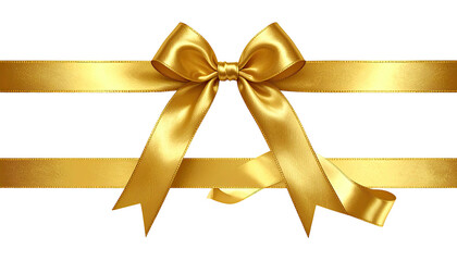 Glossy gold ribbon with elegant bow detail on black backdrop