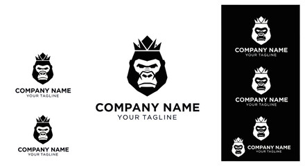 Fototapeta premium King Gorilla Head Mascot Logo with Crown Symbol.