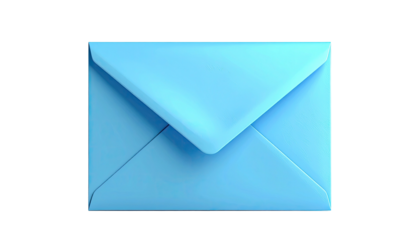 3D rendering of a closed, light blue envelope