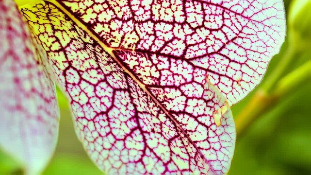 Macro shot of a flower petal with vein patterns and light play
