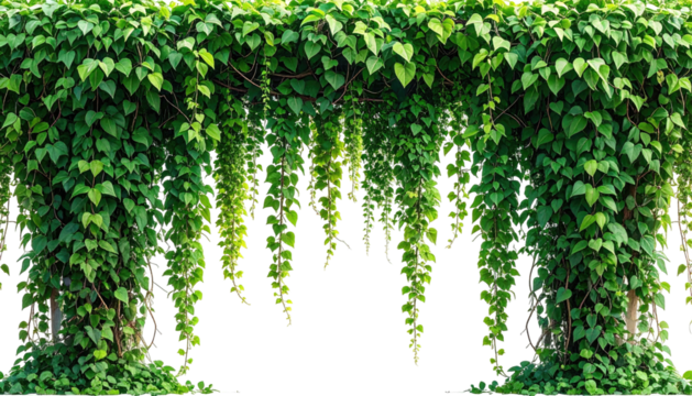 Dense greenery cascades, forming a natural, overgrown curtain