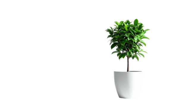 Plant in white pot on a dark background