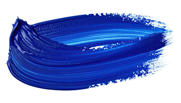 Cobalt smear, blue gloss paint brushstroke isolated on black