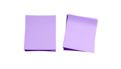Two purple sticky note stacks isolated on a black backdrop