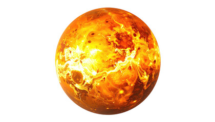 Orange, red, and white planet-like fiery swirling cosmic orb