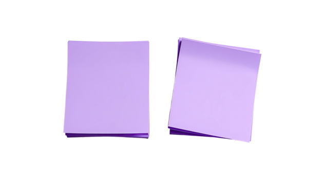 Two purple sticky note stacks isolated on a black backdrop