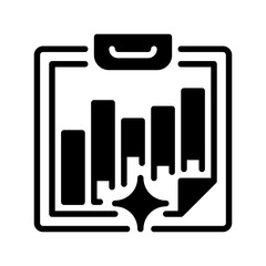 Clipboard with Graph Line Icon, Outline Symbol for Performance Reporting, Data Analysis, Business Metrics, Project Evaluation, and Progress Monitoring. Vector Sign Icon.