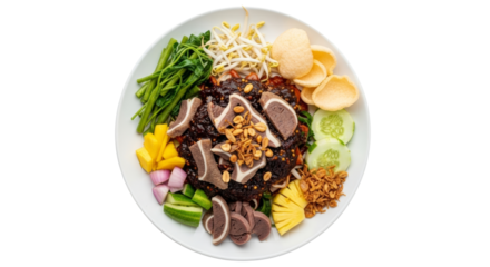 Overhead shot of Indonesian salad Rujak Cingur, a delightful culinary experience