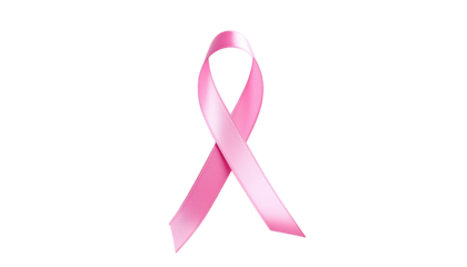 Pink ribbon on a black background. Symbol of support